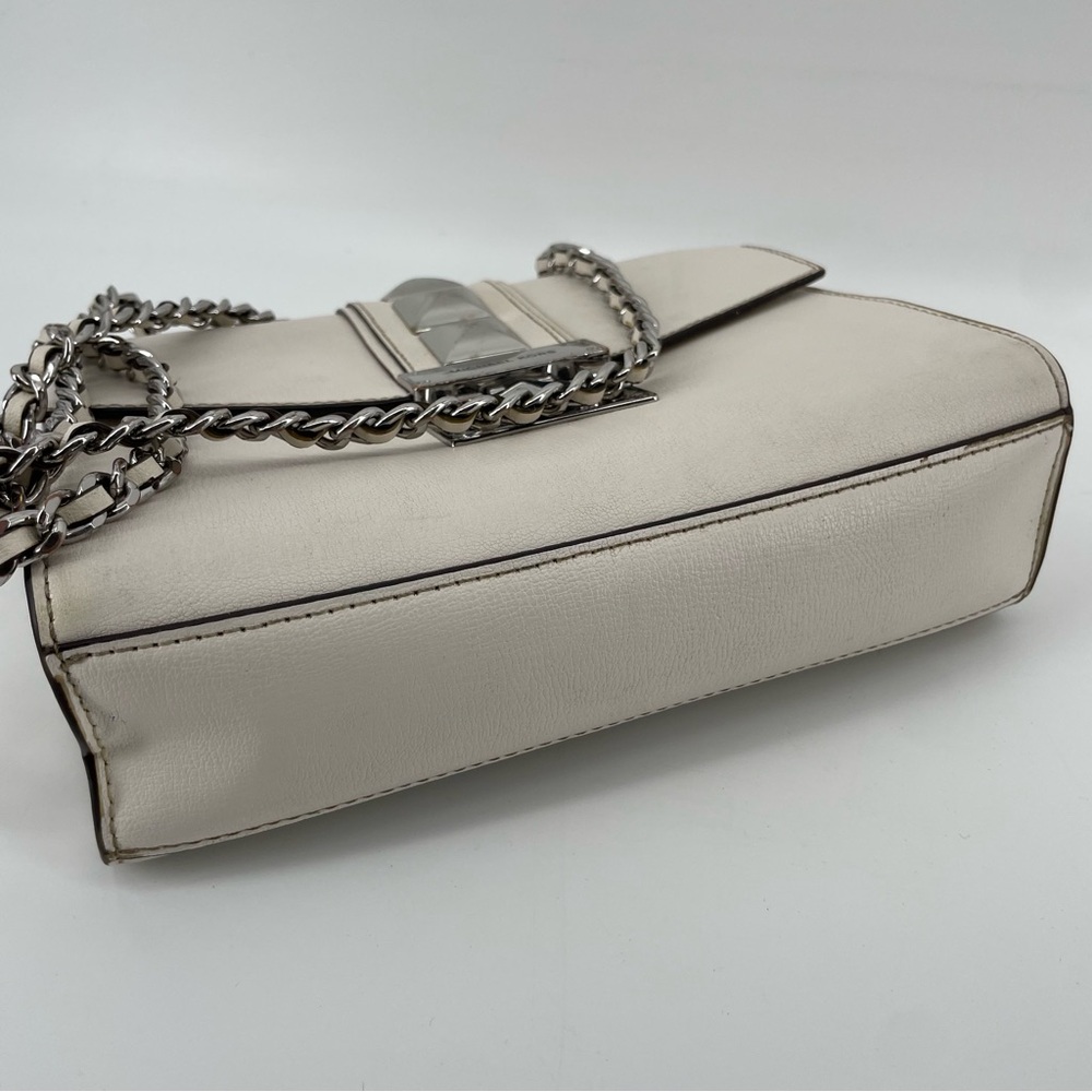 Michael Kors Rose Medium Flap Shoulder Bag White Leather Studded - Picture 12 of 15
